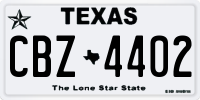 TX license plate CBZ4402