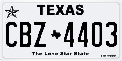TX license plate CBZ4403