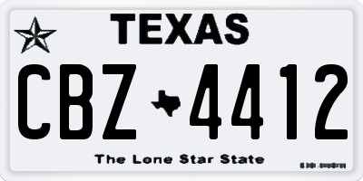TX license plate CBZ4412