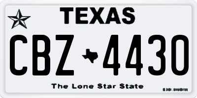 TX license plate CBZ4430