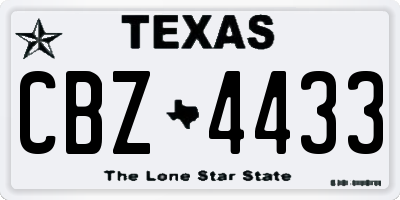 TX license plate CBZ4433