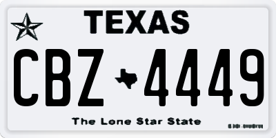 TX license plate CBZ4449