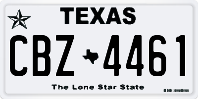TX license plate CBZ4461