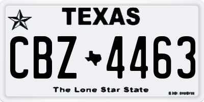 TX license plate CBZ4463