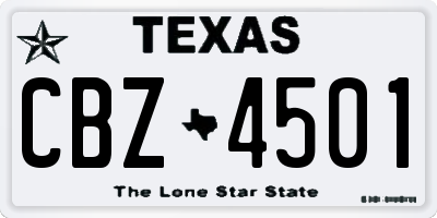 TX license plate CBZ4501