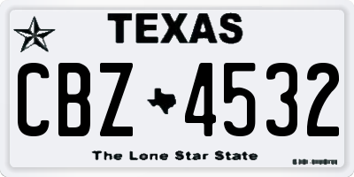 TX license plate CBZ4532