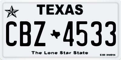 TX license plate CBZ4533