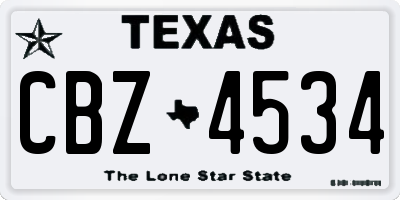 TX license plate CBZ4534