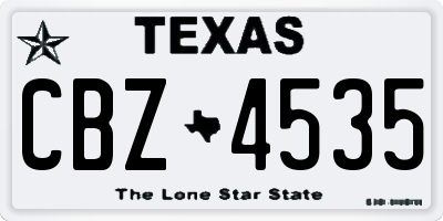 TX license plate CBZ4535
