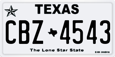 TX license plate CBZ4543
