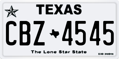 TX license plate CBZ4545