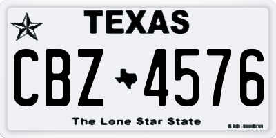TX license plate CBZ4576