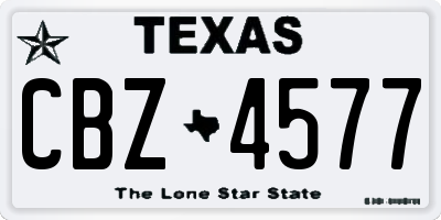 TX license plate CBZ4577