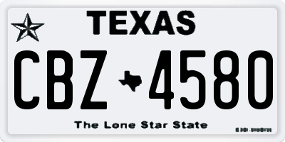 TX license plate CBZ4580