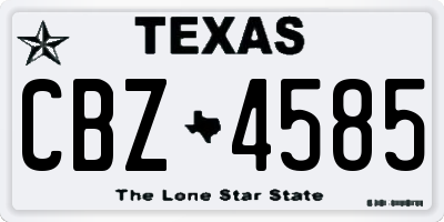 TX license plate CBZ4585
