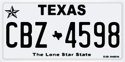TX license plate CBZ4598