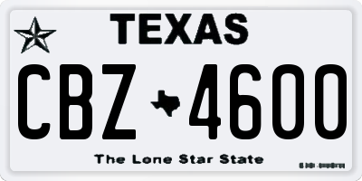 TX license plate CBZ4600