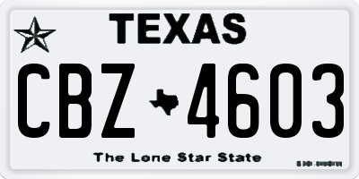 TX license plate CBZ4603