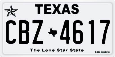 TX license plate CBZ4617