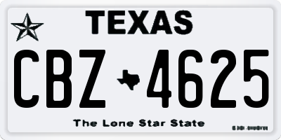 TX license plate CBZ4625