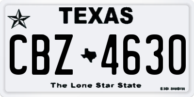 TX license plate CBZ4630