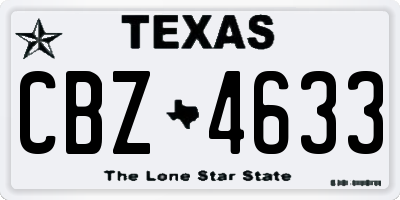 TX license plate CBZ4633