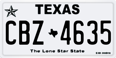 TX license plate CBZ4635