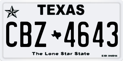 TX license plate CBZ4643
