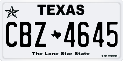 TX license plate CBZ4645