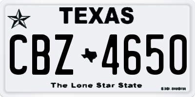 TX license plate CBZ4650