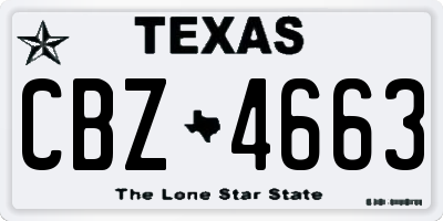 TX license plate CBZ4663