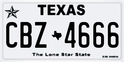 TX license plate CBZ4666