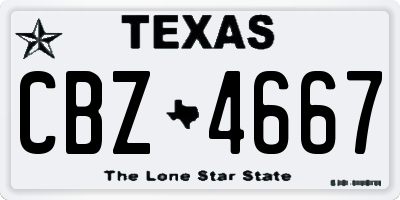 TX license plate CBZ4667