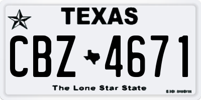 TX license plate CBZ4671