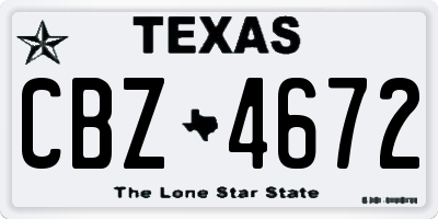 TX license plate CBZ4672