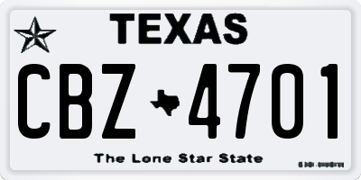 TX license plate CBZ4701