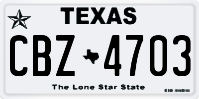 TX license plate CBZ4703