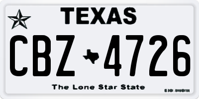 TX license plate CBZ4726
