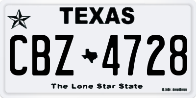 TX license plate CBZ4728