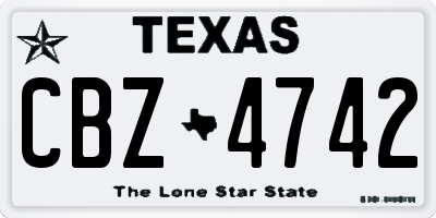 TX license plate CBZ4742