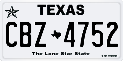 TX license plate CBZ4752