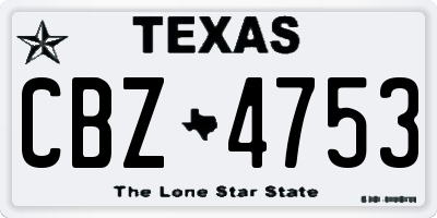 TX license plate CBZ4753
