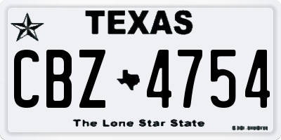 TX license plate CBZ4754