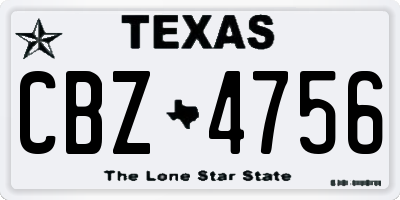 TX license plate CBZ4756