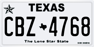 TX license plate CBZ4768