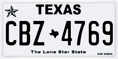 TX license plate CBZ4769