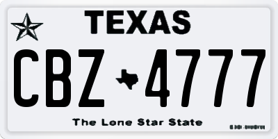 TX license plate CBZ4777