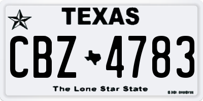 TX license plate CBZ4783