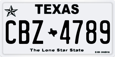 TX license plate CBZ4789
