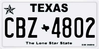 TX license plate CBZ4802